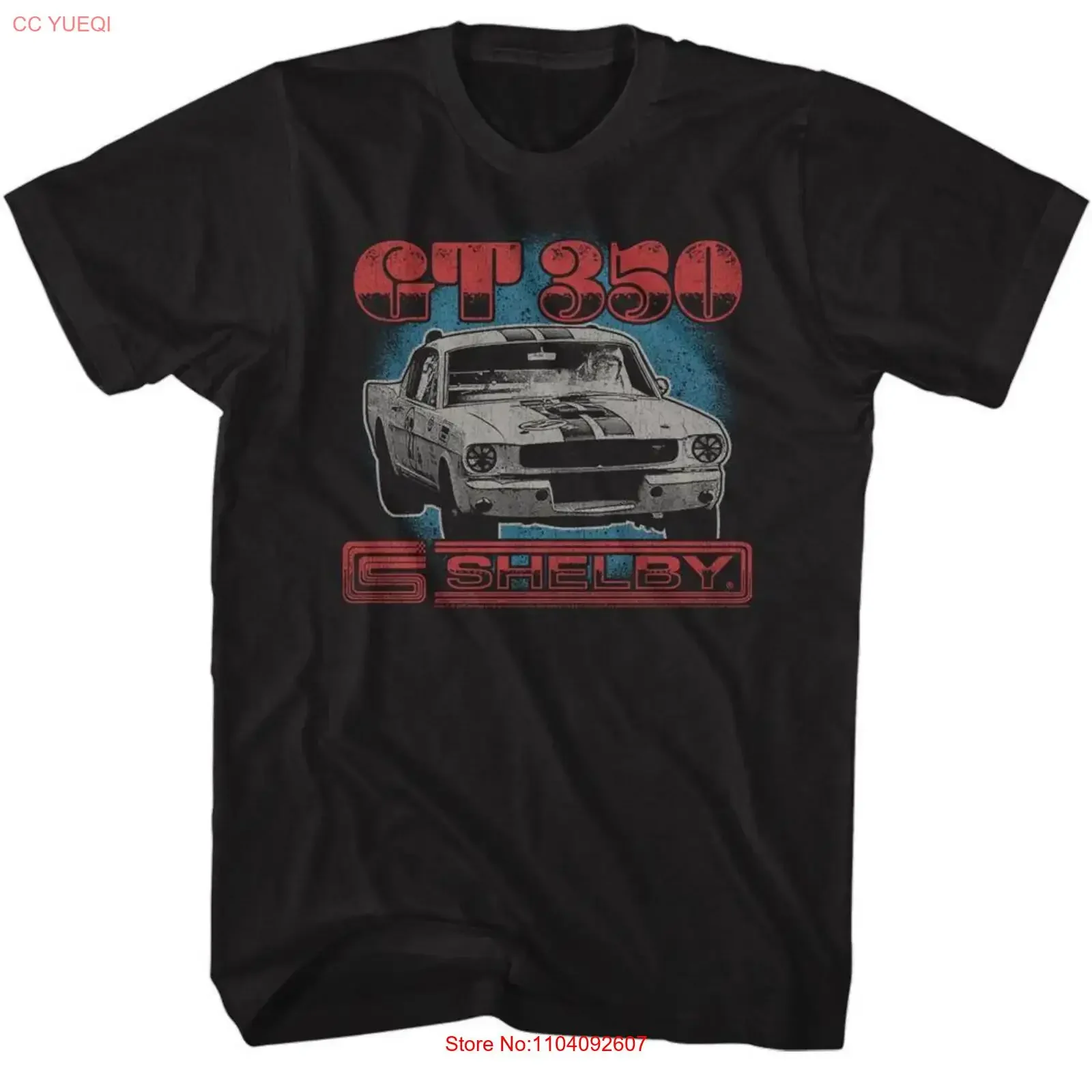 Camiseta negra Carroll Shelby Tricolor GT350, estilo vintage, lavada, con gráfico estampado, unisex, ropa de diseñador de moda urbana
