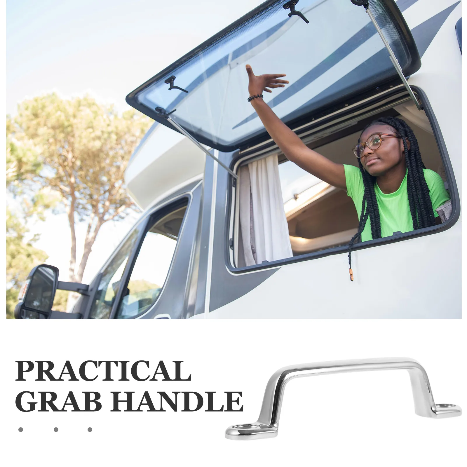 

Stainless Steel Grab Handle Durable Door Handle Trailer Replacement Pull Bathroom Safety Bar Easy Install