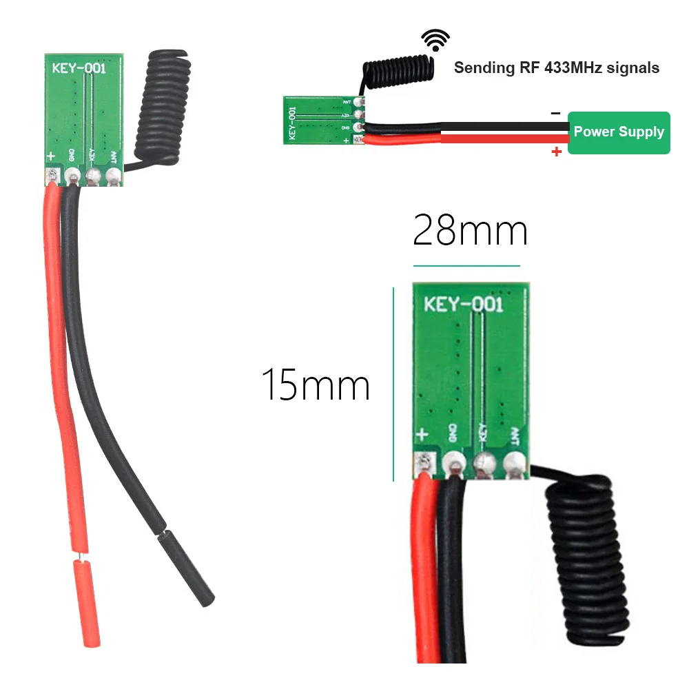 433Mhz RF Wireless Transmitter Modul Mini DC 12V 3V 5V 9V Learning Code 433.92 MHz 1 CH output For Remote Controls 1527 Encoding