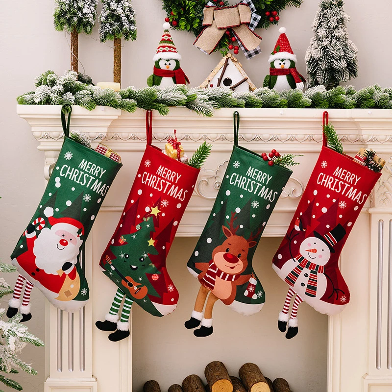 1pc Christmas Socks Snowman Elk Large Capacity Santa Claus Long Legged Socks Exquisite Thickened