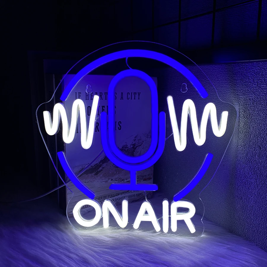 On Air Led Neon Sign, Microphone Icon, Suitable For Game Room, Recording Room, Live Broadcast Room, Music Studio And Bar Decor. - view 5