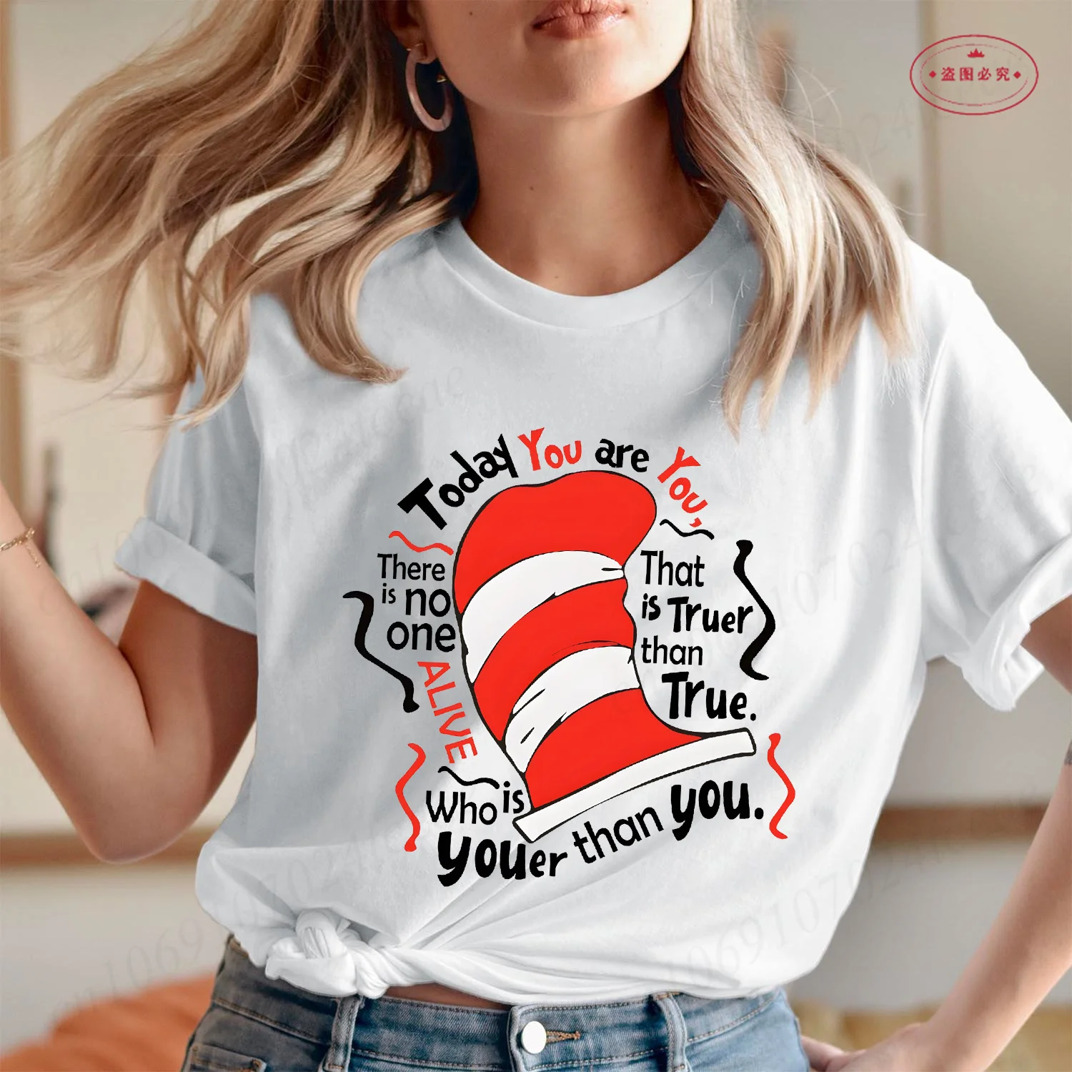 اليوم أنت تي شيرت للنساء مضحك القط في القبعة الجرافيك القمم المعلم هدية س الرقبة قصيرة الأكمام تيز الملابس النسائية