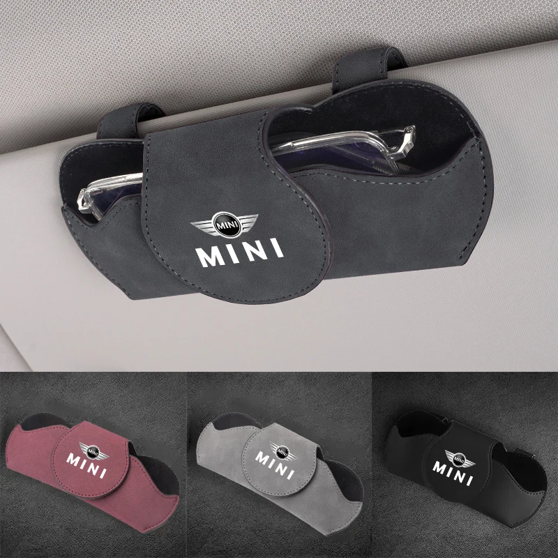 Estuche para gafas con logotipo de coche, visera para gafas de sol, caja organizadora de tarjetas para Mini Cooper JCW Works F54 F55 F56 F57 F60 R50 R52 R53 R55 R56
