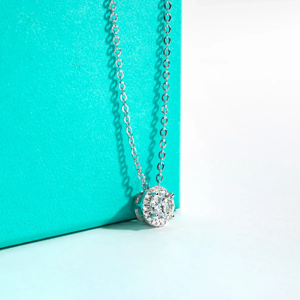 QIBAOKU D Color 6.5MM Moissanite Clavicle Pendant Necklace S925 Sterling Silver Wedding Anniversary Party Birthday Gifts 2026