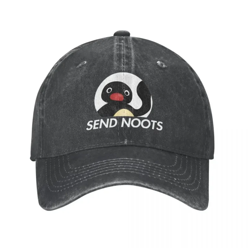 

Send noots men women baseball caps pingu penguin distressed denim caps hat vintage outdoor activities snapback cap