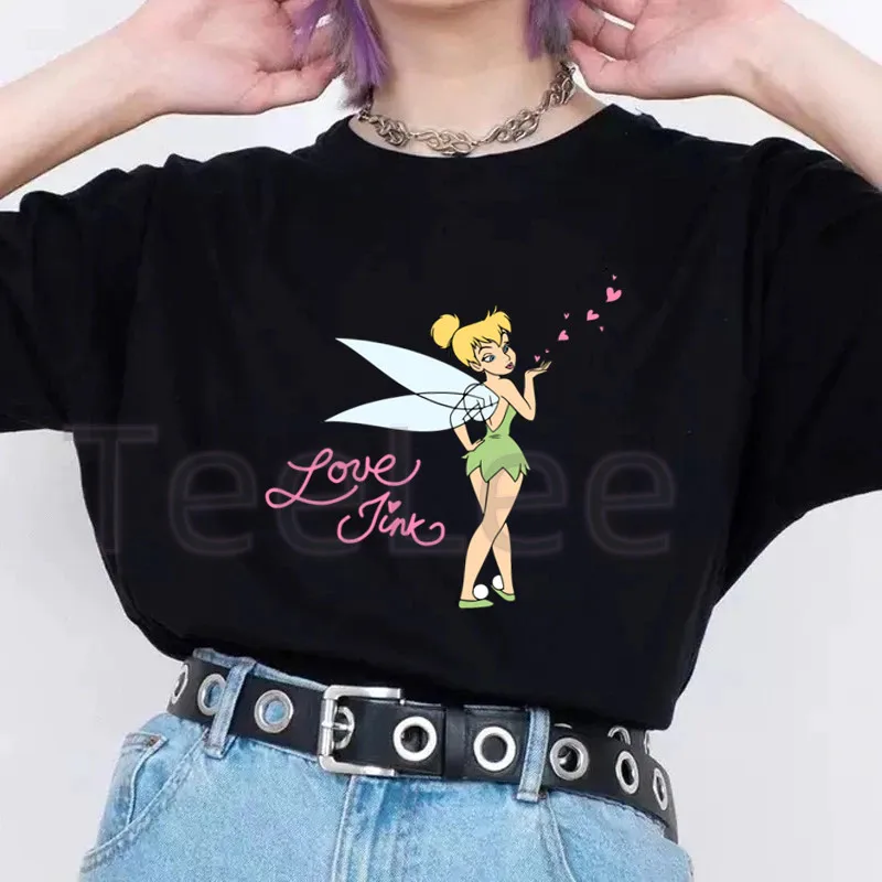 Love Tink Casual Kawaii Printed Tinker Bell Tshirt Trendy Cute Cartoon Summer Women T-shirt Harajuku Fashion Vintage T shirt