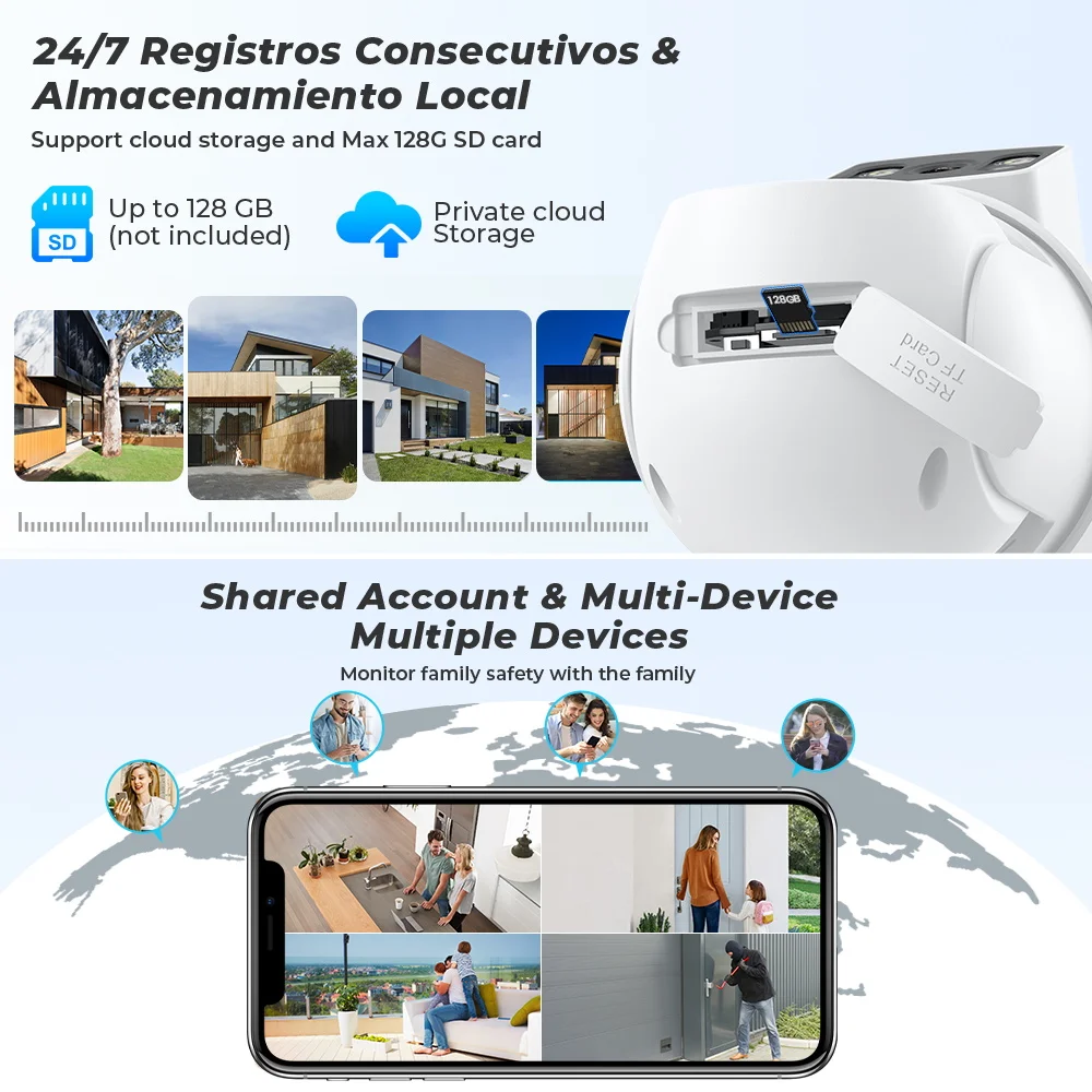 Abuntu 8mp 4k Outdoor-WLAN-Überwachungs kamera Dual-Lens-WLAN-Kamera icsee Nachtsicht HD CCTV-Überwachungs kamera menschliche Erkennung