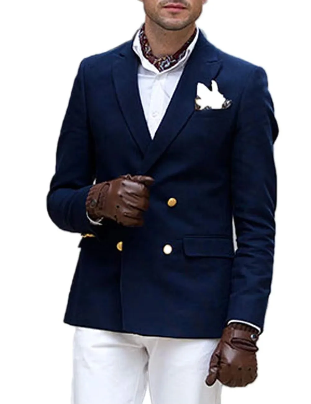 Immagine 4: Blazer doppiopetto blu navy da uomo Giacca da uomo slim fit con risvolto a punta Giacca da fumo 1 pezzo Cappotto di moda in stile italiano