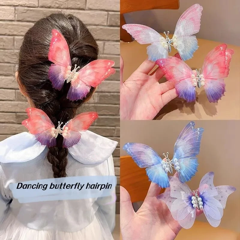 Butterfly Hair Clips Suitable for Adults and Children Butterfly Pearl Hair Clip Moving Wings Hair Accessories Hairpin Headwear