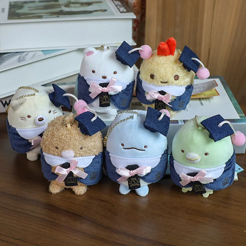 

Японская серия Sumikkogurashi, выпускной сезон, мультяшная плюшевая игрушка, кулон, милый рюкзак с жареными креветками, украшение на молнии, подарки