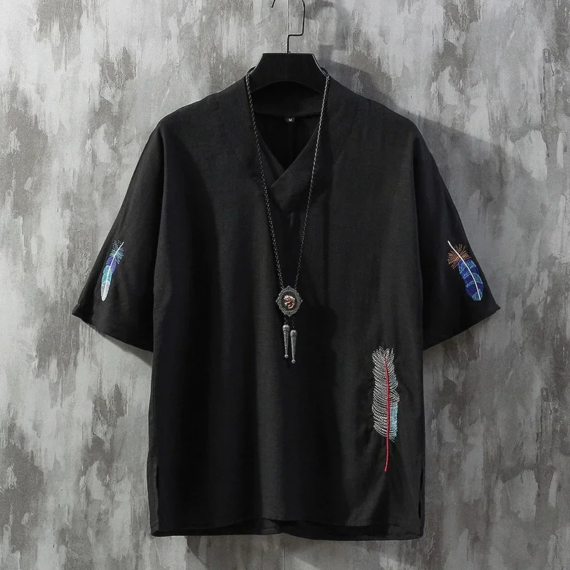 Traditional Chinese Clothing For Men Top Oriental V-Collar Blouse Cotton Linen Men Kimono Shirt Outfit Chinese Clothes 10809