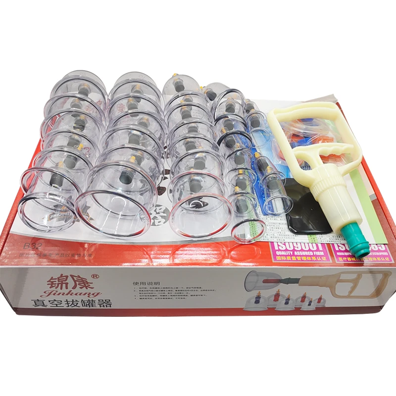 Chinese Vacuum Cupping Set with 32 Cups for Pull Out Vacuum Apparatus Therapy,Relaxing Body Massager Cups with Suction Pump