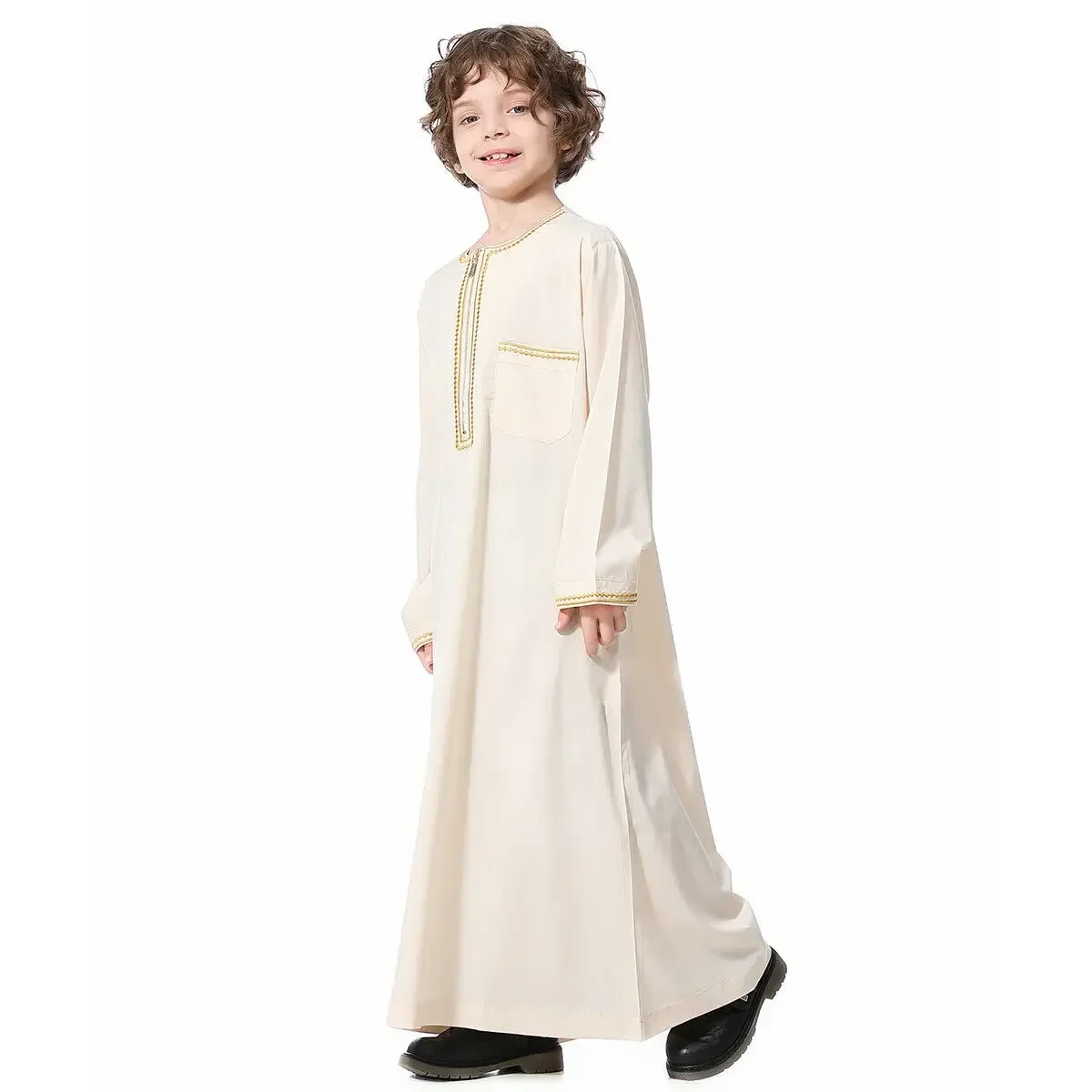 Nuovo 2025 Dubai Arabo Musulmano Bambini Ragazzi Vestiti Abaya Caftano Vestaglie Islam Ramadan Abbigliamento Qatar Bambino Caftano Eid Djellaba Abaya