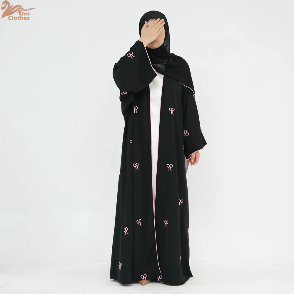 

2025 New Ramadan Stylish Embroidery Modest Abaya Dubai Turkish Elegant Cardigan Muslim Black Abaya Women Muslim Dress