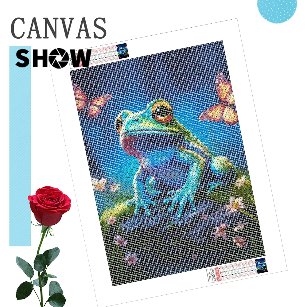 AZQSD Diamond Painting Frog Animal Cross Stitch Full Square Round Drill Embroidery Sale Forest Home Decor Rhinestones  30x40cm