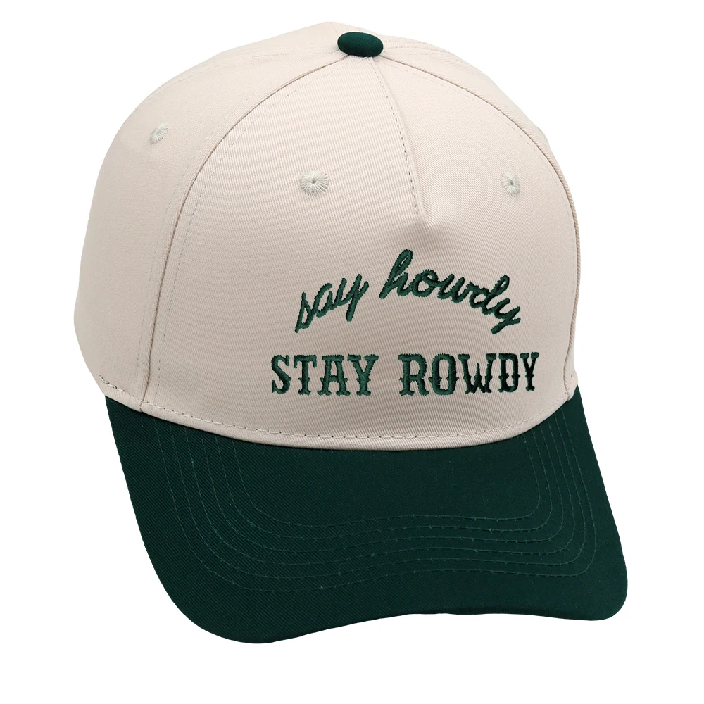 Say Howdy Stay Rowdy Vintage Trucker Hat Embroidery Two Tone Baseball Cap  Adjustable Buckle Outdoor Leisure Hat