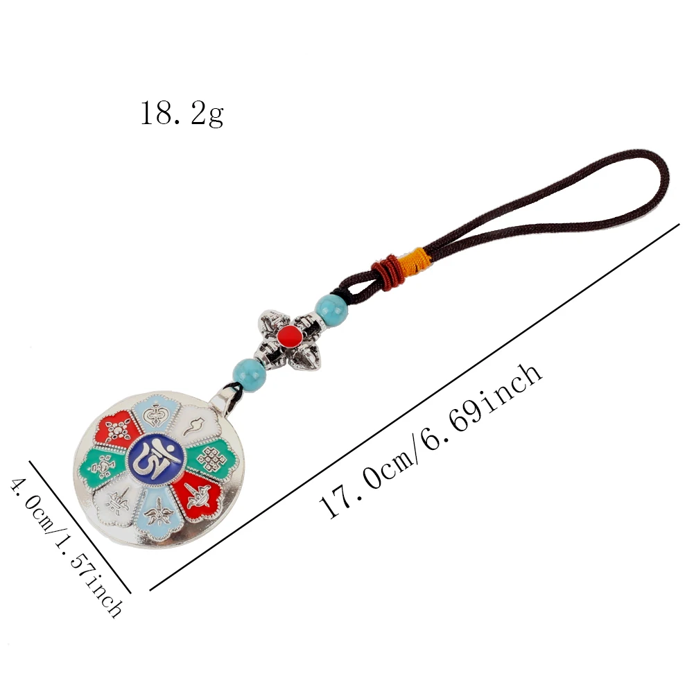 Tibetan Alloy Bagua Mantra Jewelry Charm Buddha Medal Waist Medal Amulet for Car Rearview Mirror Lucky Pendant Backpack Charms