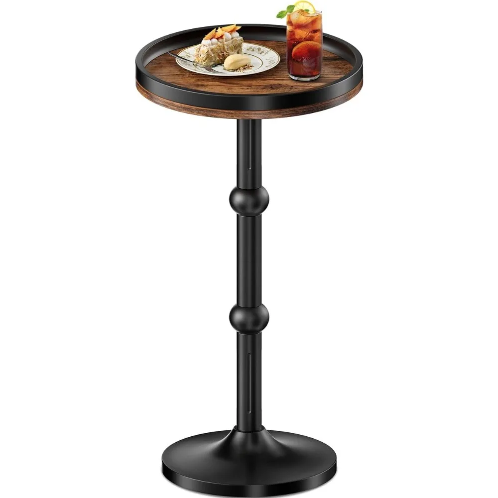 

Small Round Side Table, Coffee Drink Table for Small Spaces, Modern Night Stand with Metal Leg, Weighted Iron Base Pedestal Roun