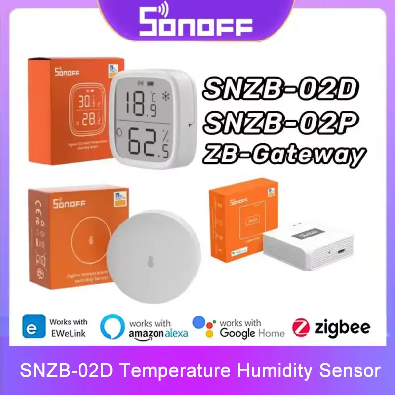 SONOFF SNZB-02D/02P/ZB Bridge-P Zigbee Smart Temperature Humidity Sensor LCD Remote Monitoring Via E-welink Alexa Google Home