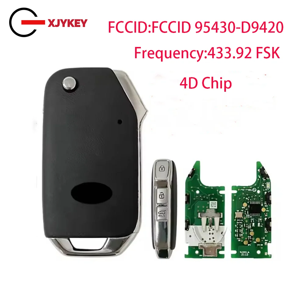 

Original PCB 3 Button Flip Remote Key FCCID 95430-D9420 4D Chip 433.92 FSK Contorl For KIA Sportage 2020