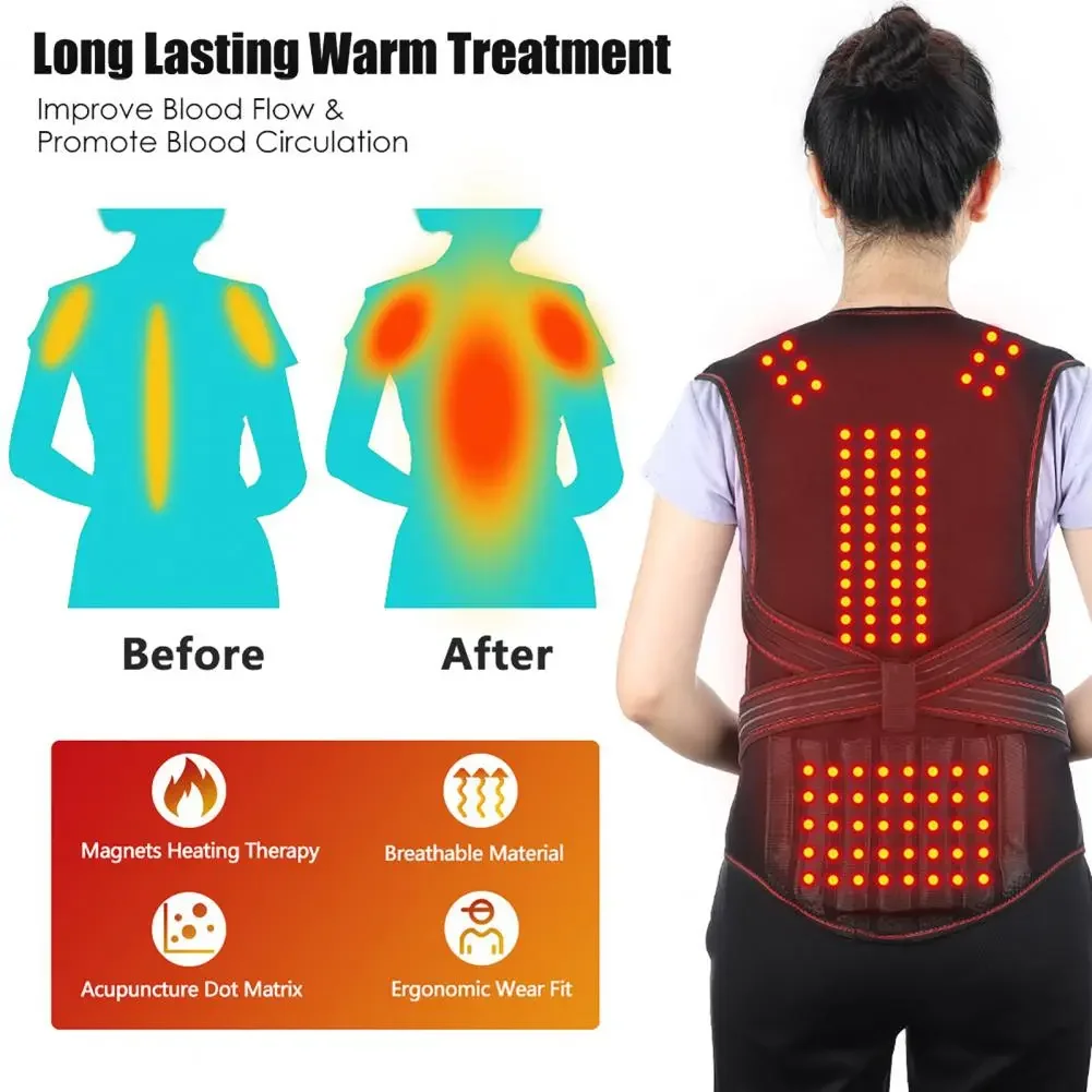 Physiotherapy Vest 108 Magnets Therapy Back Support Brace Self-heating Waistcoat Lumbar Shoulder Joint Support Belt Hiking Vest