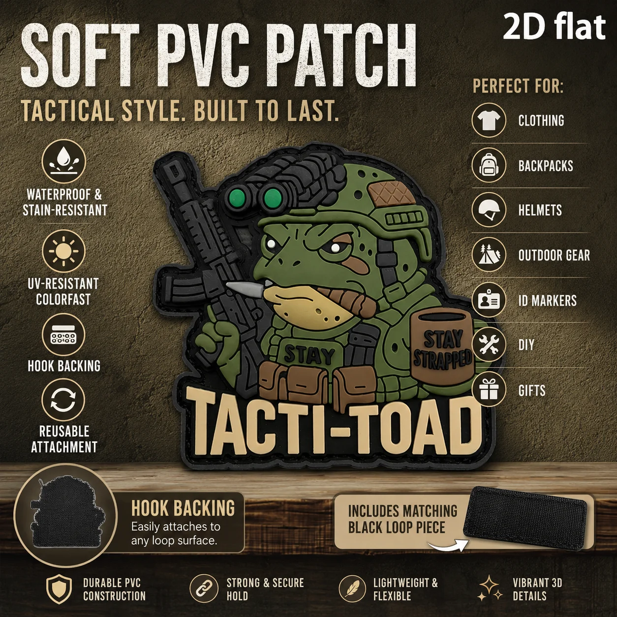 Cute and Cool Tactical Night Vision Device Alien-Shaped Logo Badge, 2D Flat Pvc Material, Magic Tape Patch, Free Backing Material, Optional Specifications, 1Pc/2Pcs/3Pcs, Layered 3D Embossed Edge, Not Easy to Come Off, Functional Jacket Personalized Decoration Accessory
