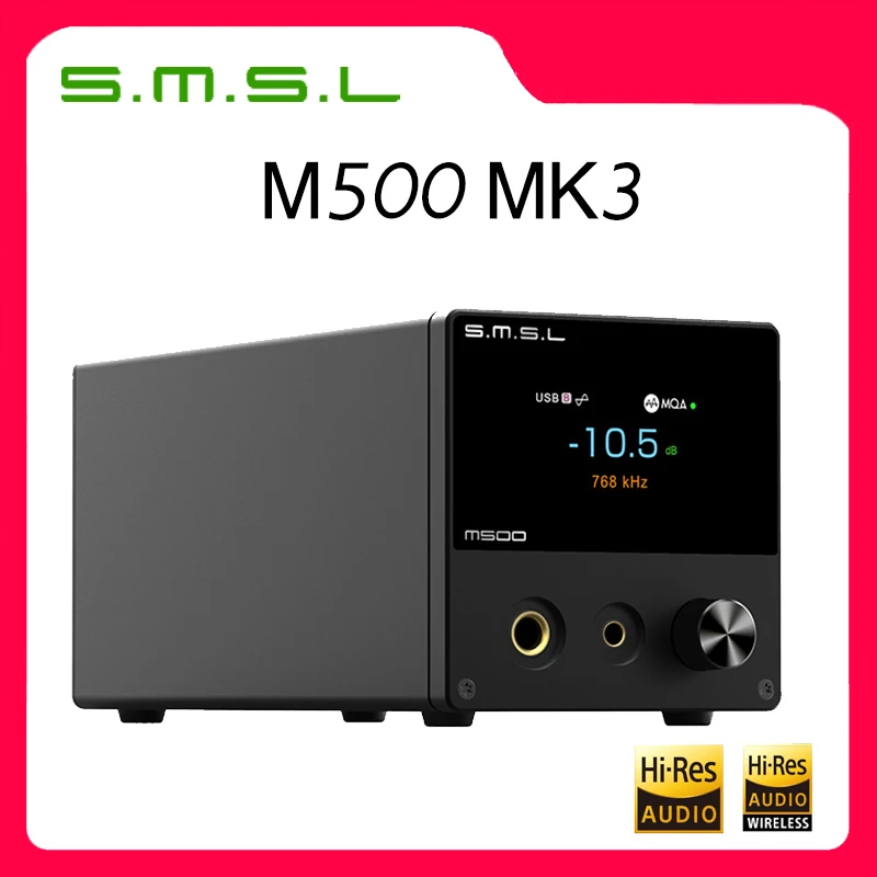 SMSL M500 MK3 MQA Decoder ES9038Pro XU216 DSD512 32Bit/768kHz Bluetooth Audio DAC &Headphone Amplifier with Remote Control 3.5mm