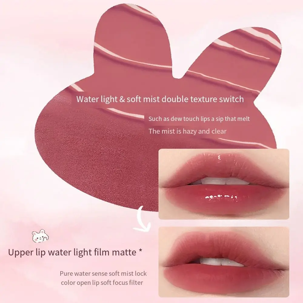 Wasserdichter Spiegel-Lippenglasur-Antihaftbecher mit Kette, feuchtigkeitsspendender Lipgloss, feuchtigkeitsspendender, flüssiger Wasser-Lippenstift in heller Farbe