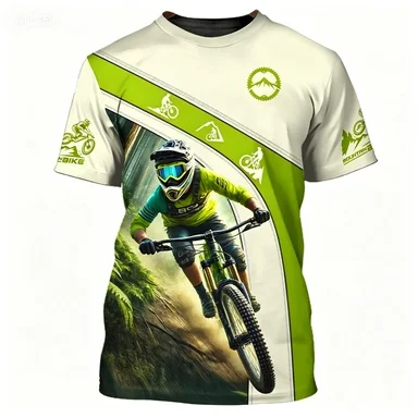 Outdoor Mountain Bike Sport Theme Printed Short-sleeve T-shirt Breathable Casual Sport Top for Cycling Enthusiasts