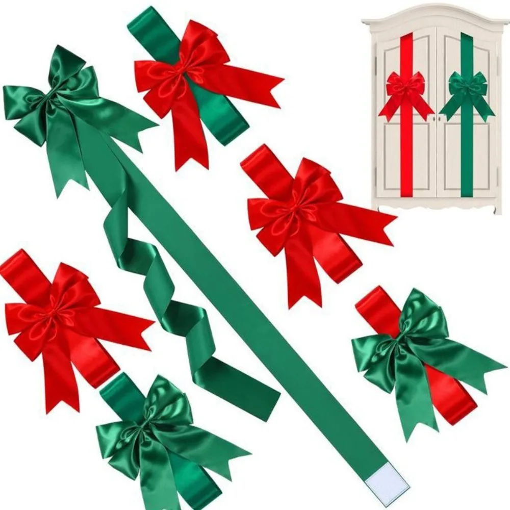 Home Decoration Large Size Christmas Cabinet Door Ribbon Bow Self-adhesive Green/Red Gift Wrapping Bow Window Bow Wedding