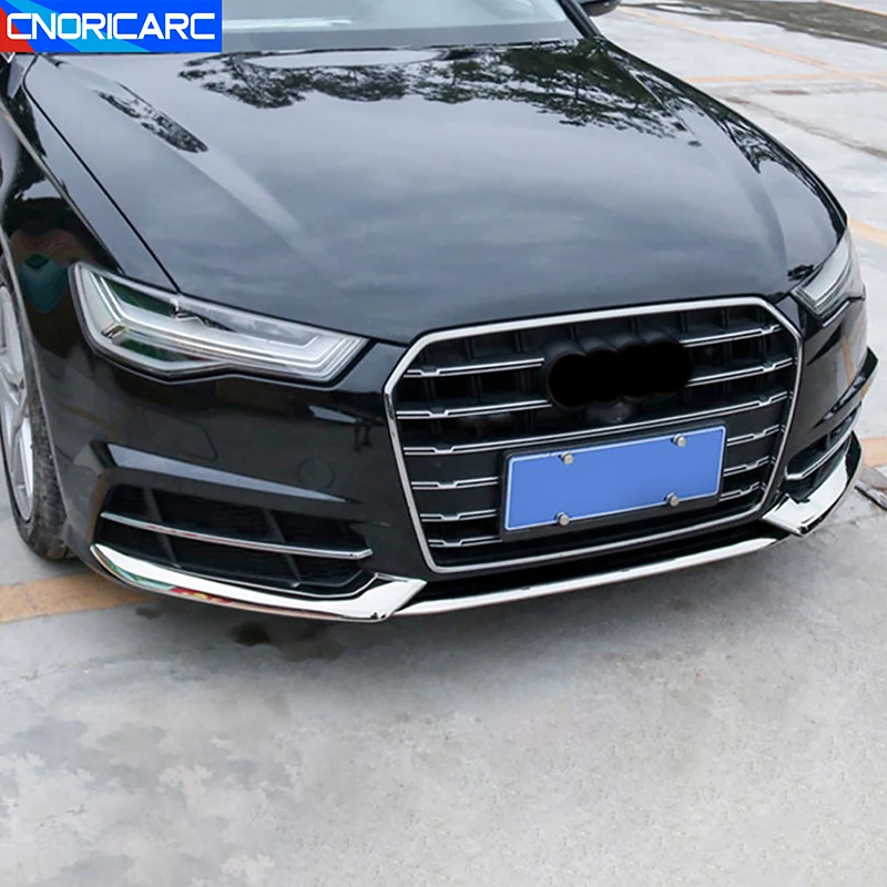 Декоративные накладки на передний бампер из нержавеющей стали для Audi A6 C7 2017-2018, аксессуары для стайлинга автомобиля, наклейки для экстерьера