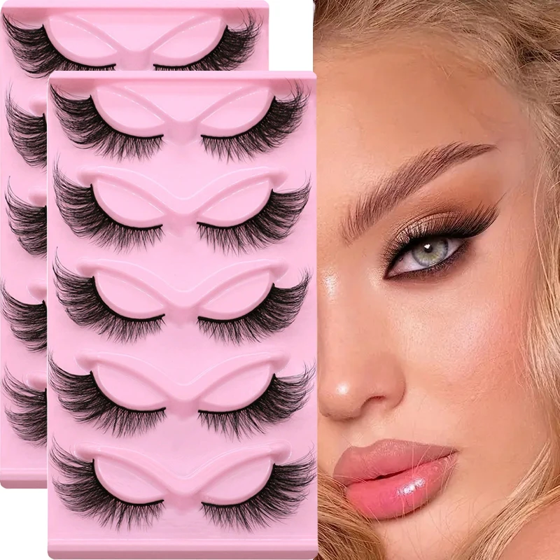 10 Paar/2er-Pack Katzenaugen-Wimpern, lange Wimpern, Katzenaugen-Look, dünne Wimpern, Augenende, länglicher Streifen, dicke falsche Wimpern