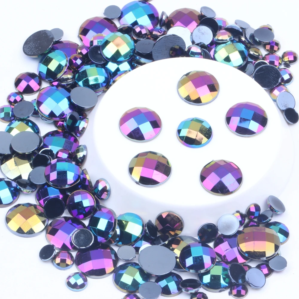 

New Style Acrylic Flatback Round Earth Facets 6mm 5000pcs AB Colors Acrylic Beads Nail Art Rhinestone Glue On Beads Decorate DIY