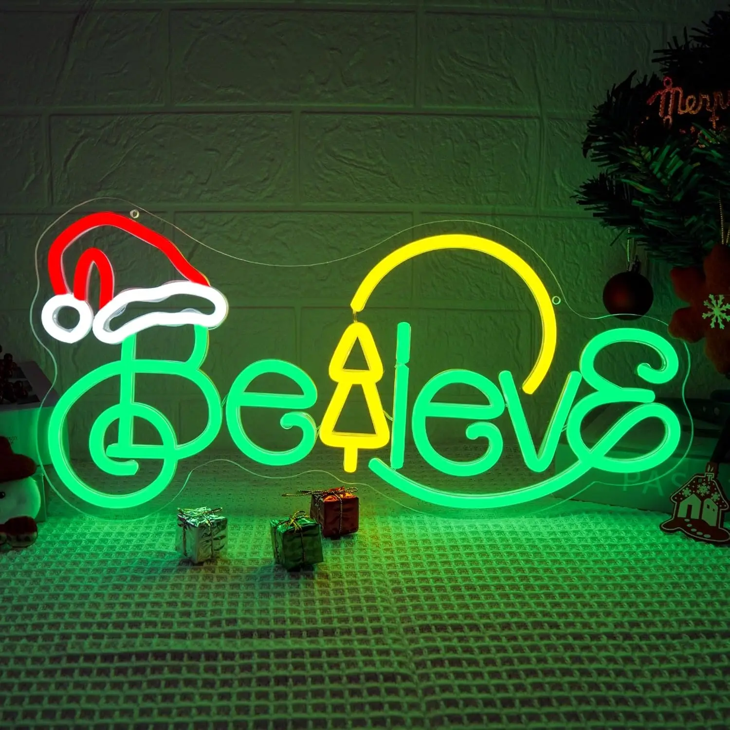 クリスマスネオンサイン-ledネオンライト-サンタ帽子-調光可能-クリスマス-ホームパーティー-フェスティバル-壁飾り-家族や子供へのギフト
