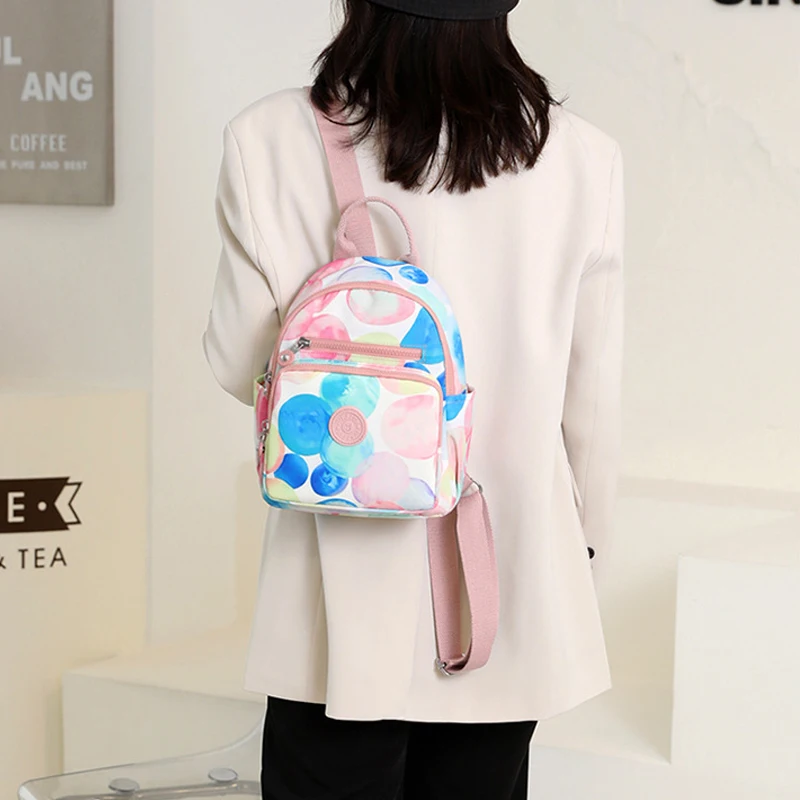 Fashion Women Backpack Literary Nylon Rucksack Waterproof Travel Shoulder Bag Colorful Small Backpacks for Teenager Girls