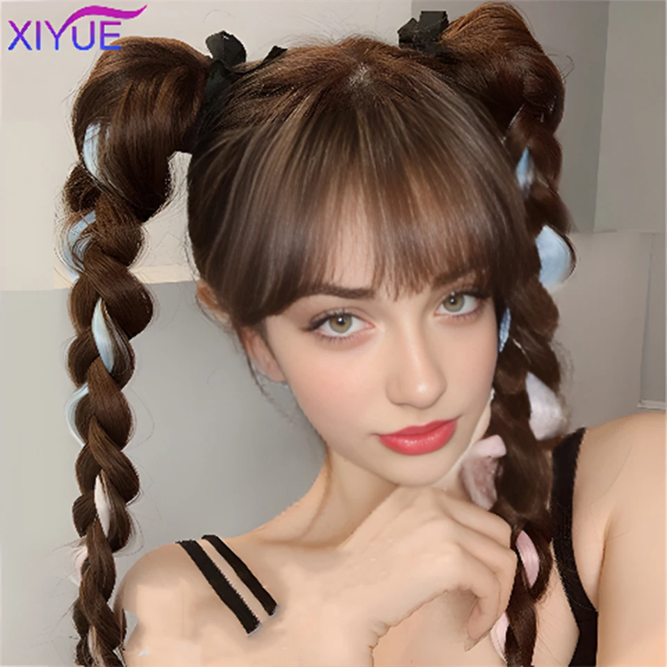 XIYUE Synthetic Hair Fiber Heat-Resistant Curly Hair With Ponytail Fake Hair Chip-in Hair Extensions Pony Tail Wig With braids