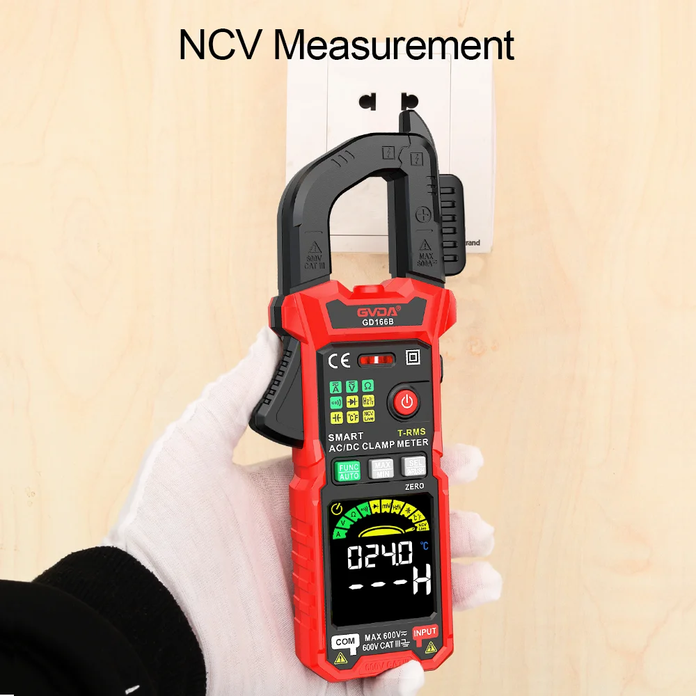 GVDA-Profissional Digital Clamp Meter, Multímetro Inteligente, True RMS, Alcance Automático, NCV, DC, Testador de Tensão AC, Voltímetro