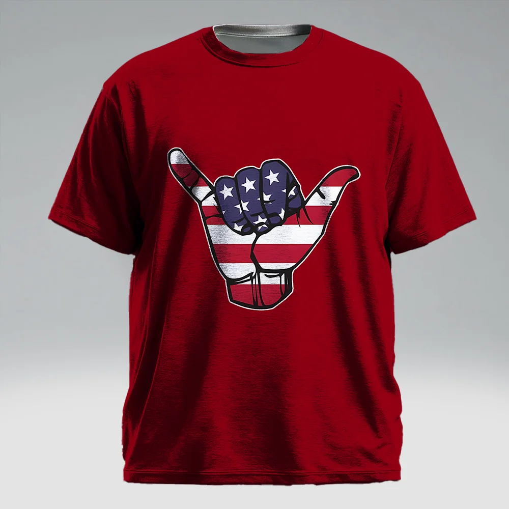 

S-9xl plus size Men's Short Sleeve T-Shirt: Flag-Edgy Style - Sleek Distressed Flag Prints, Wrinkle-Resistant,