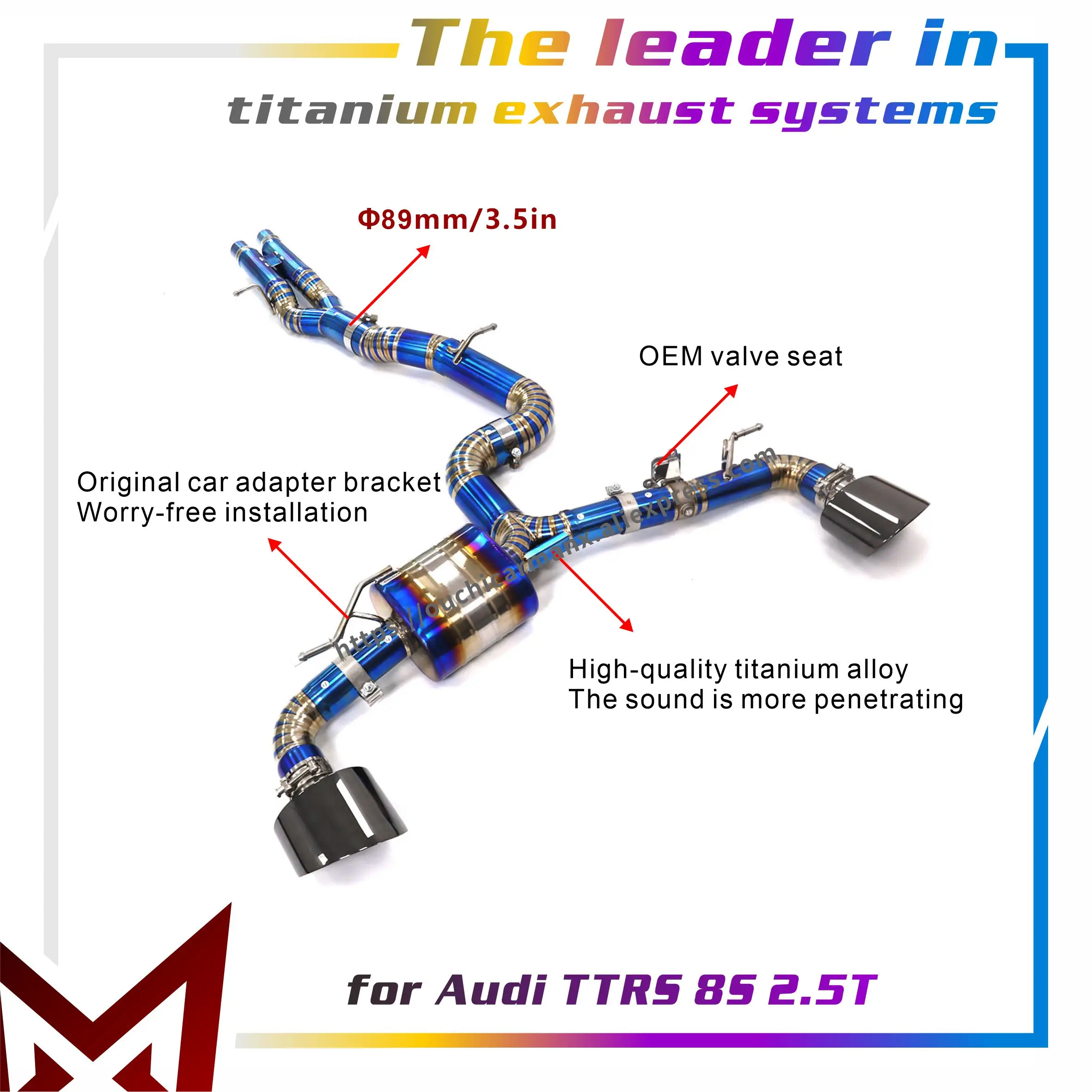 

MANX Ti Exhaust Catback для Audi TTRS 8S 2.5T Длительный срок службы Увеличение диаметра трубы Высокоточный OEM-клапан