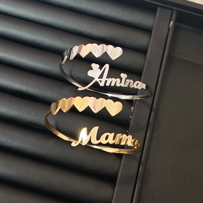 

Customized Love Name Double Layer Bracelet Bangles Women Stainless Steel Luxury Charm Bracelet Jewelry Girlfriend Birthday Gift