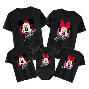 Tenues assorties pour toute la famille, T-Shirt pour papa, maman, fille, fils, barboteuse pour bébé, Look familial, Mickey Minnie, hauts, vêtements de photographie