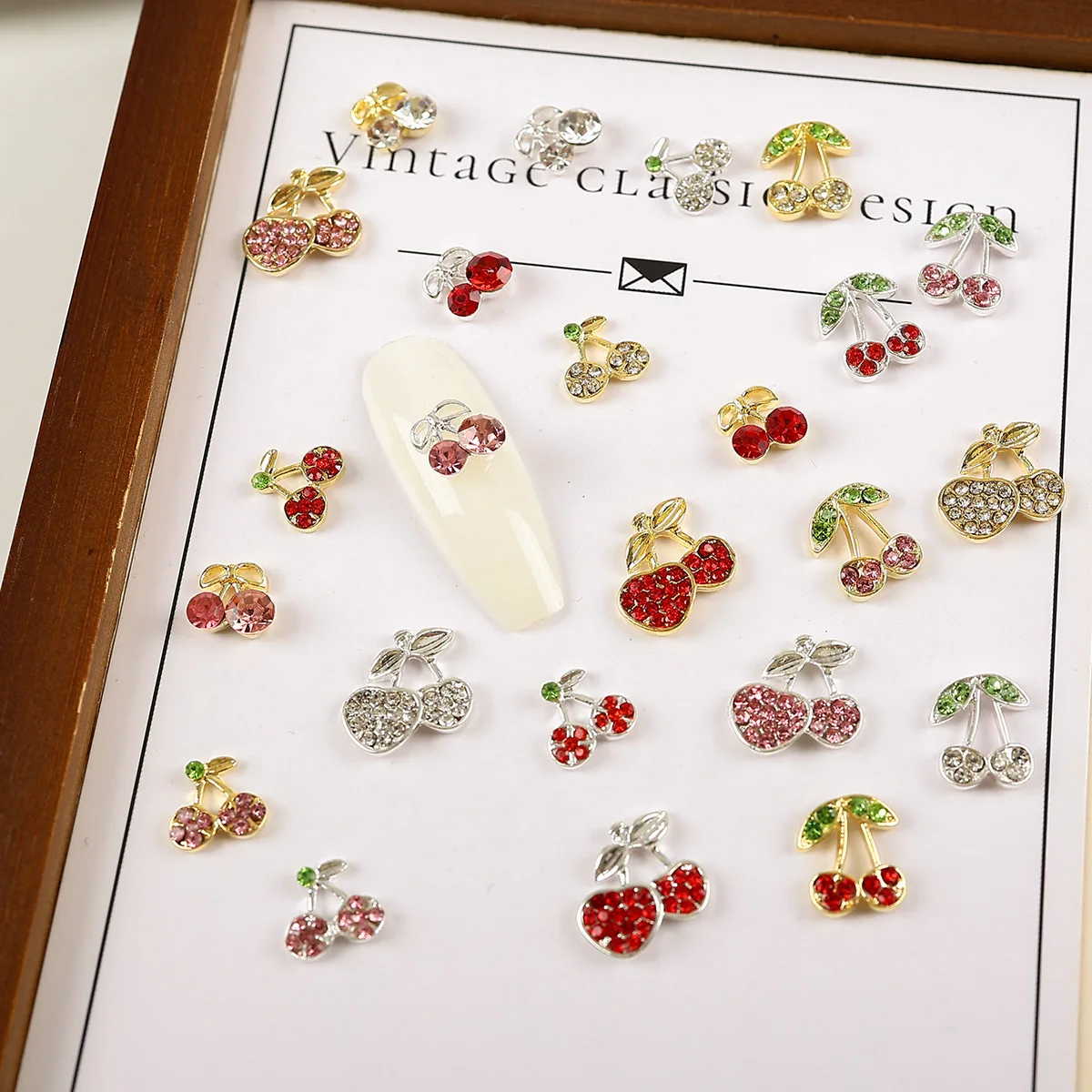 10 Uds. De aleación de lujo 3D, diamantes de imitación completos para decoración de uñas, dijes de cereza, accesorios de joyería para decoración de uñas, suministros de diseño de manicura