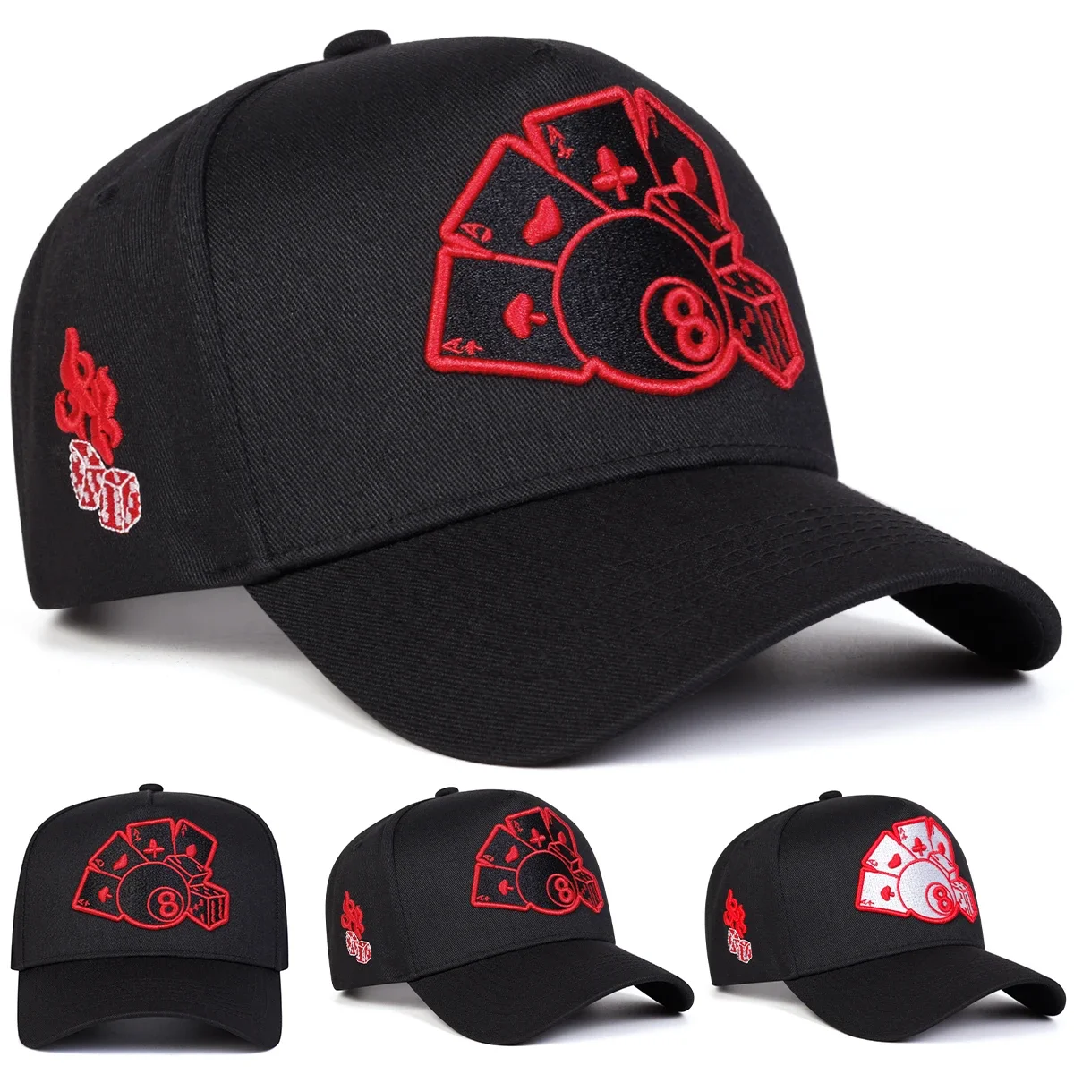 Gorras de Béisbol Unisex con Bordado de Póker, Ajustables, Casuales, para Primavera y Otoño, Protección Solar, Gorra Deportiva