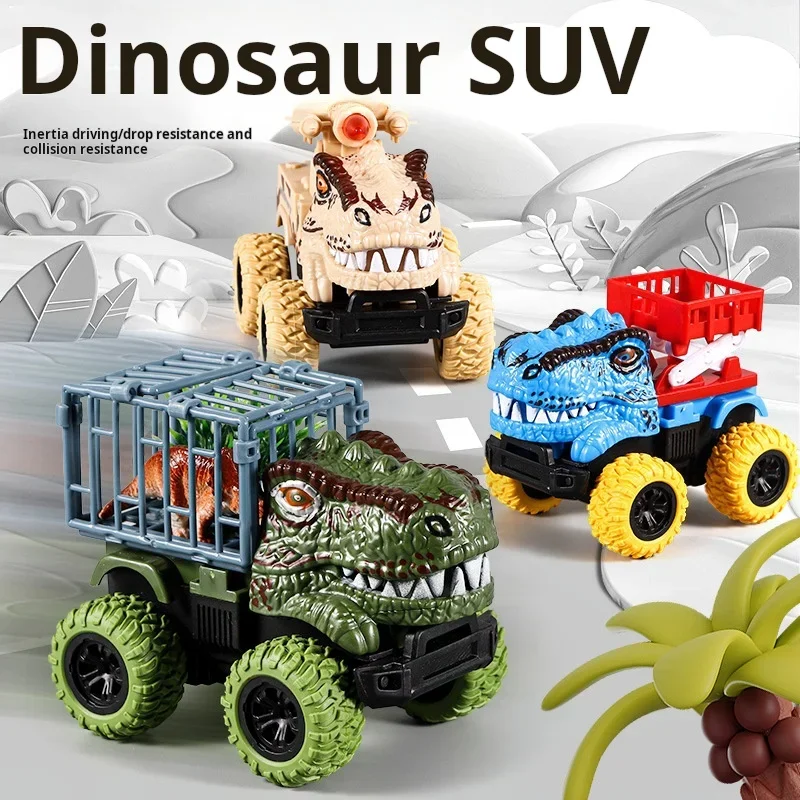 Inertia Dinosaur Truck Toys Car Transport Truck Toys with Dino Figures for Boy Toddlers T-Rex Dinosaur Games Monster Truck Kid