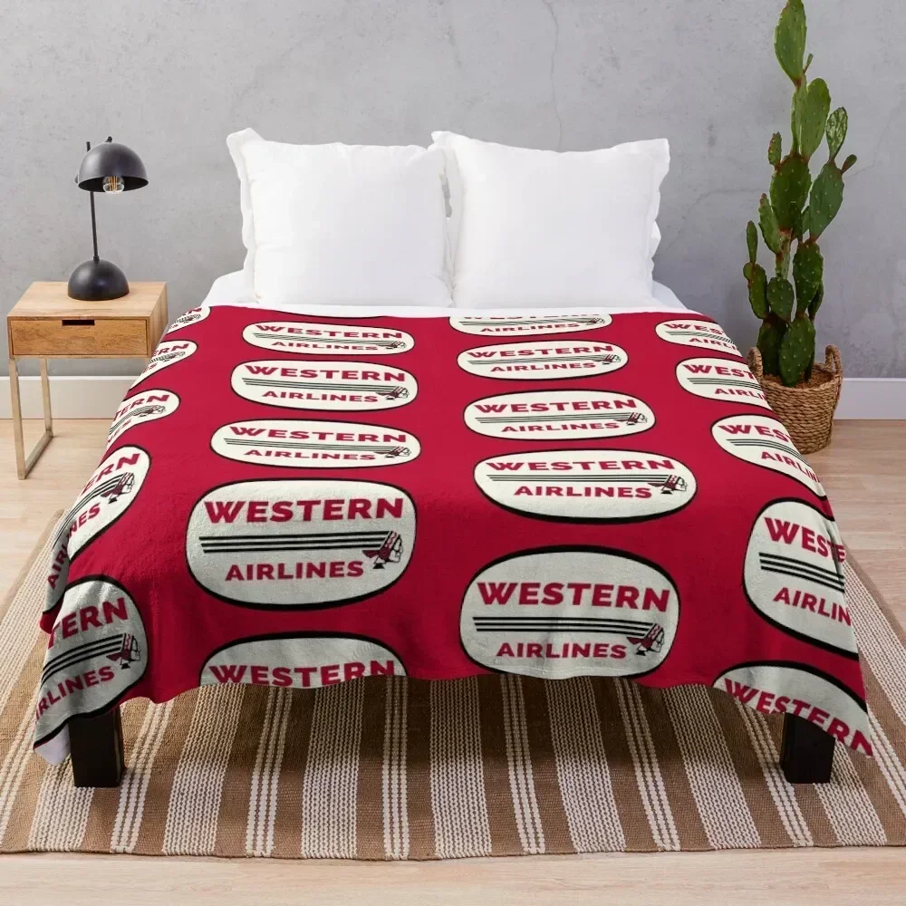 

Western Airlines Throw Blanket Multi Purpose Soft Warm Blanket for Home Travel