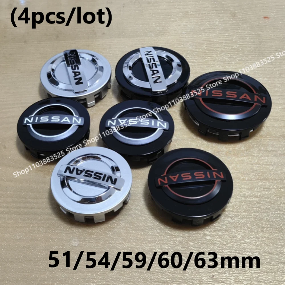 4pcs New Style 51/54/60/63mm Wheel Center Hub Caps for Nissan Nismo GTR Qashqai Sentra Versa Almera Xterra Altima Rogue Hubcaps