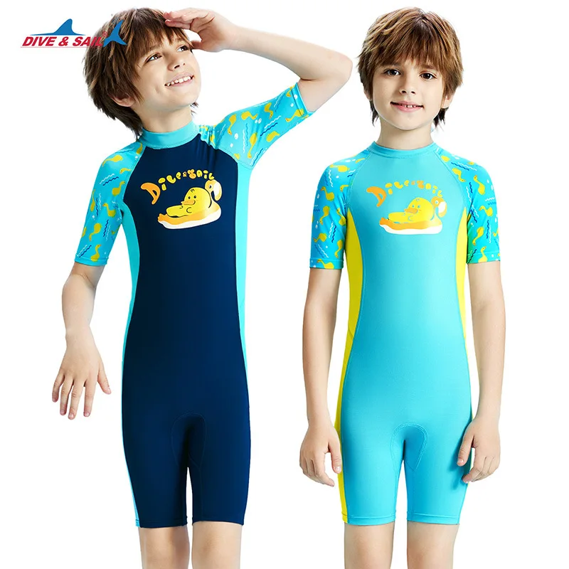 New Children's Swimsuit Boys Quick-drying Sunscreen Short-sleeved Swimsuit Baby Beach Swimming Snorkeling Jellyfish Suit Shorts