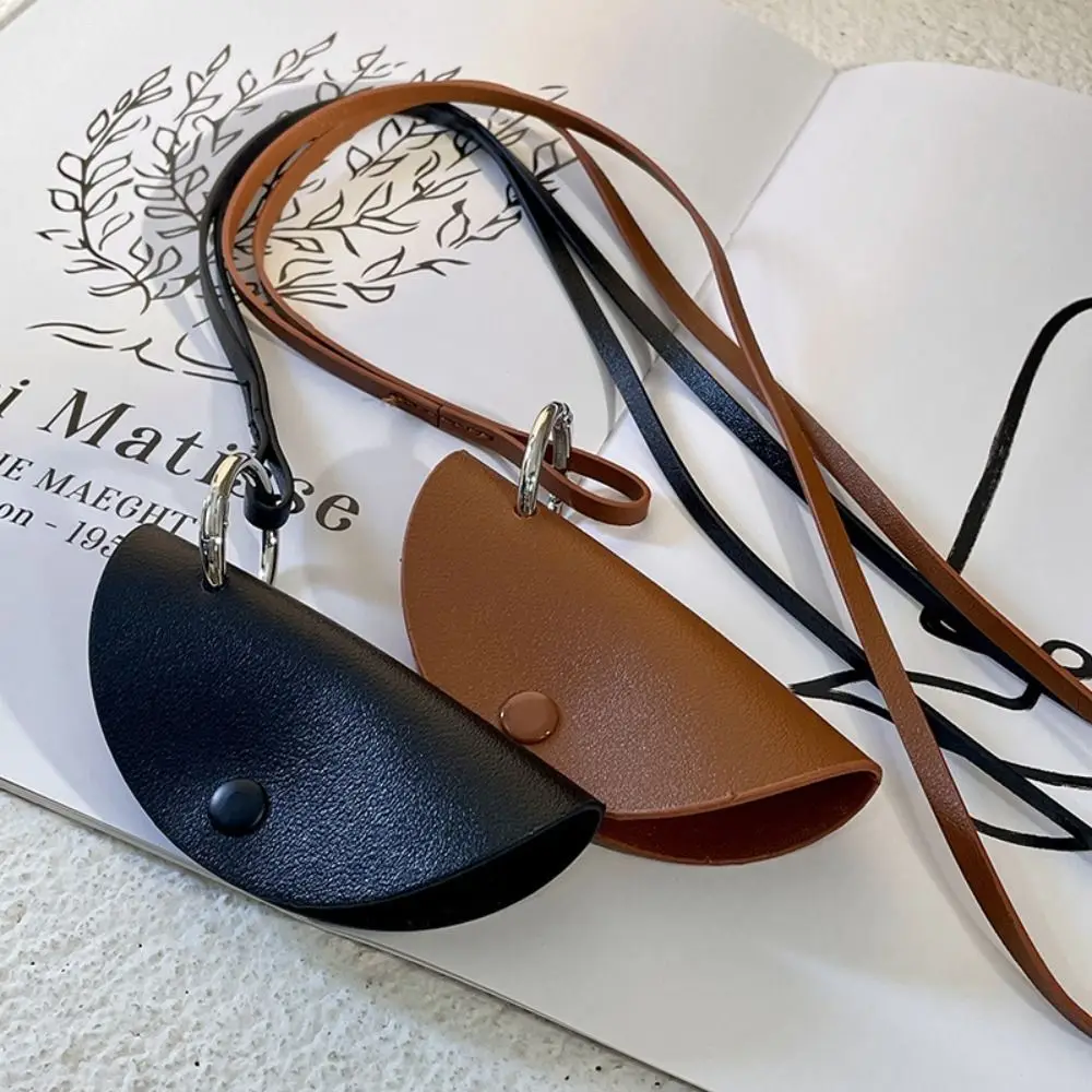 Hanging Neck Crescent Moon Key Case Sweater Chain Anti-loss Long Leather Necklace Creative Fashion Pu Leather Key Bag Women