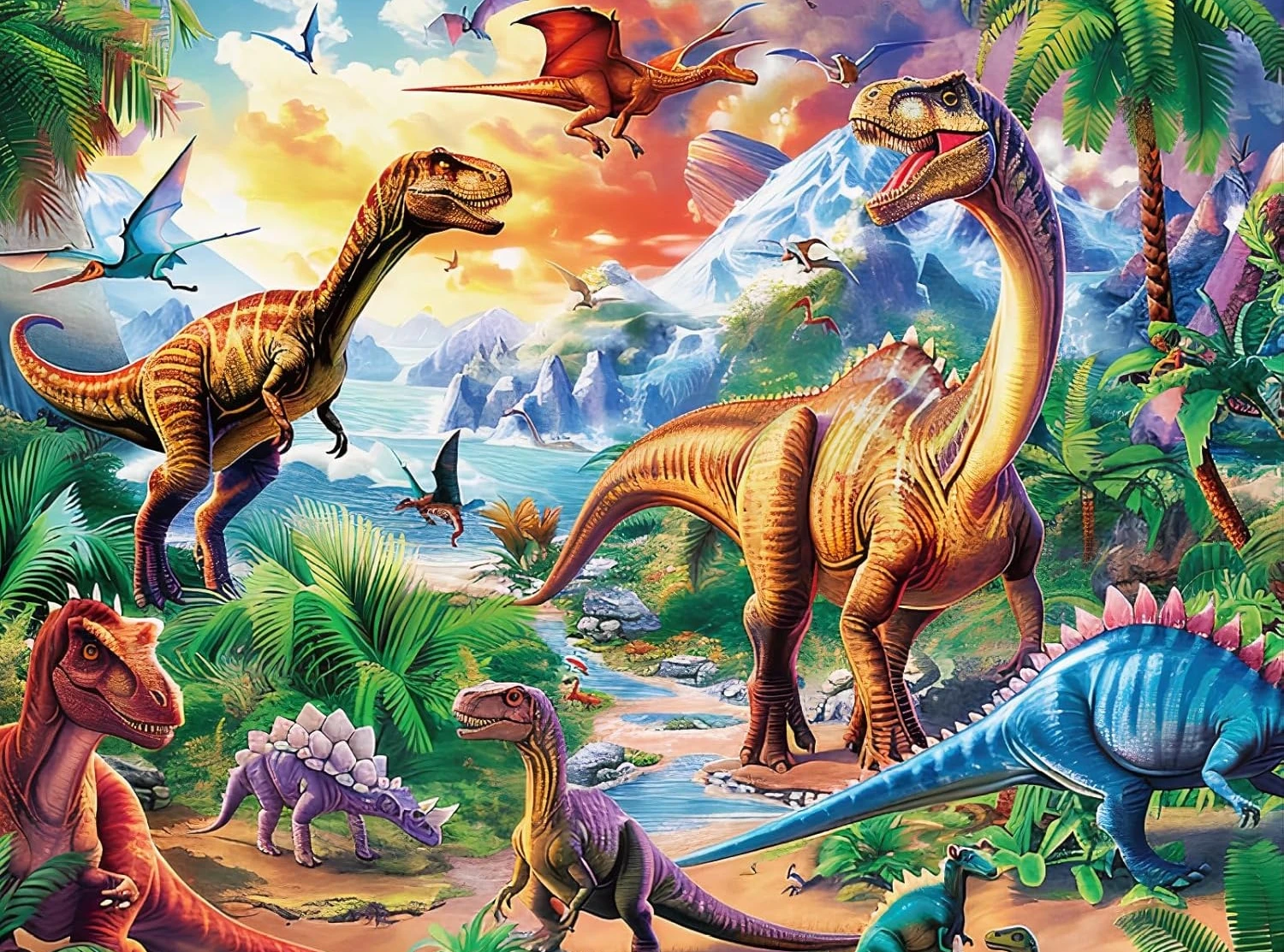 Dinosaur Landscape Puzzles Wooden Jigsaw Puzzles 120/300/500/1000 Pieces Unique Educational Toys for Adults/Kids Birthday Gift
