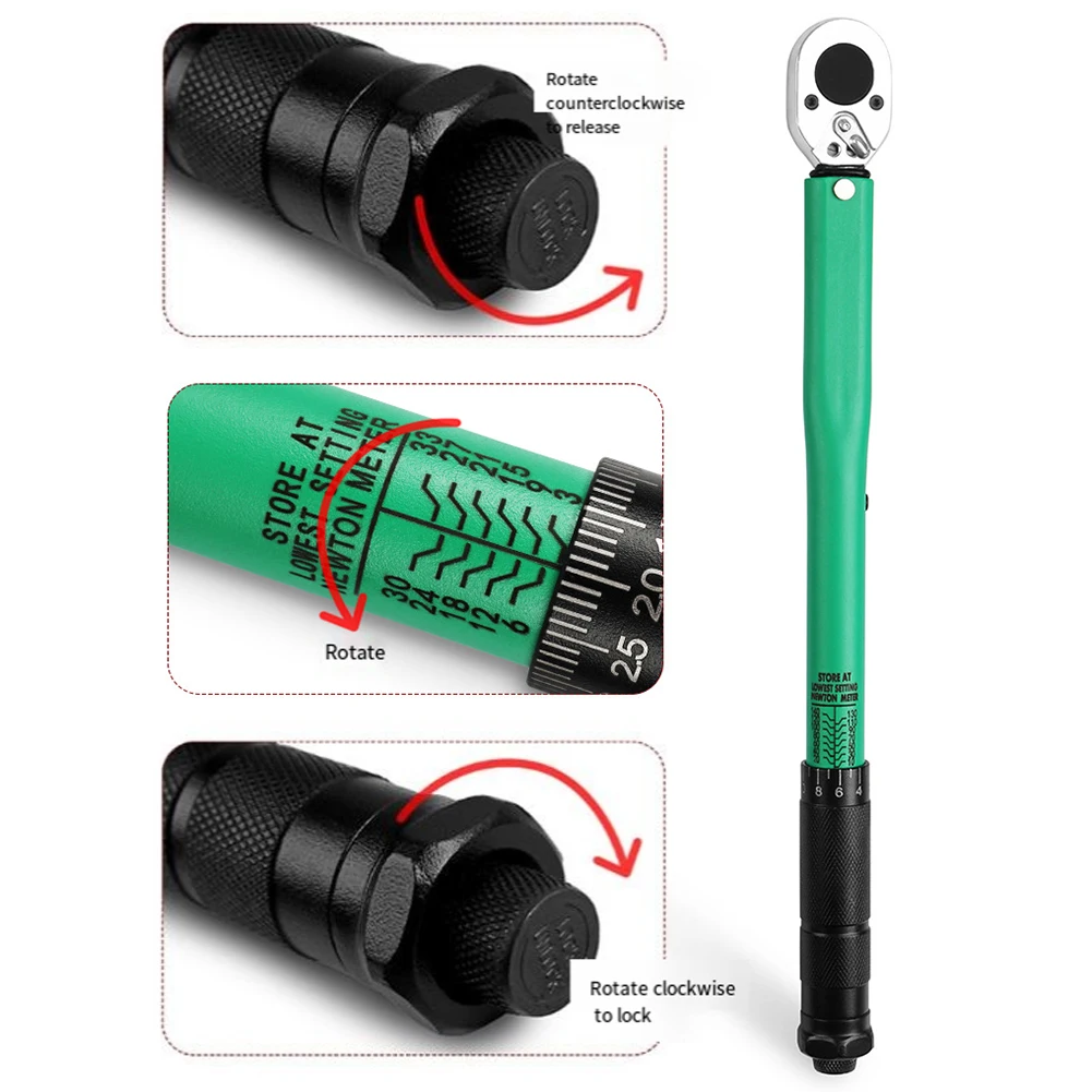 1/4 3/8 1/2 Inch 45 Tooth Ratchet Head Click Type Torque Wrench For Automotive Bicycle Engine Bolt Nut Tightening Repair Tool
